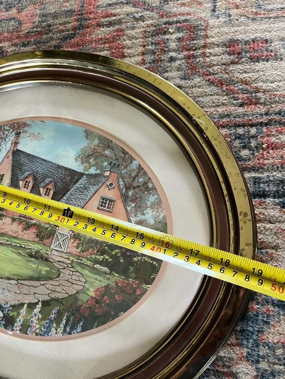 Vintage Cottage Garden Scene Oval Wall Art Print - Picture 3 of 5